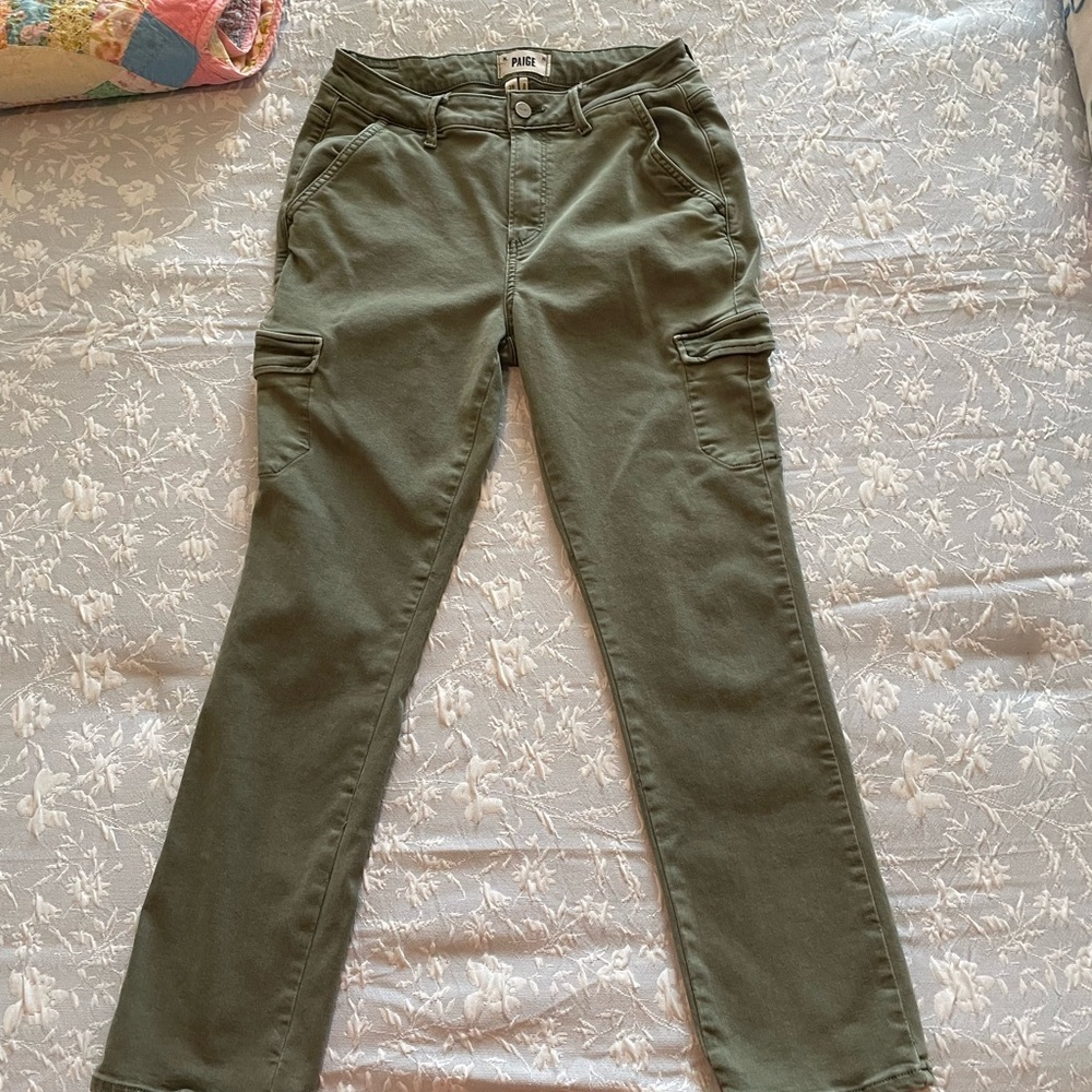 PAIGE Sage Green Trousers cargo style pants 28 - Picture 5 of 8